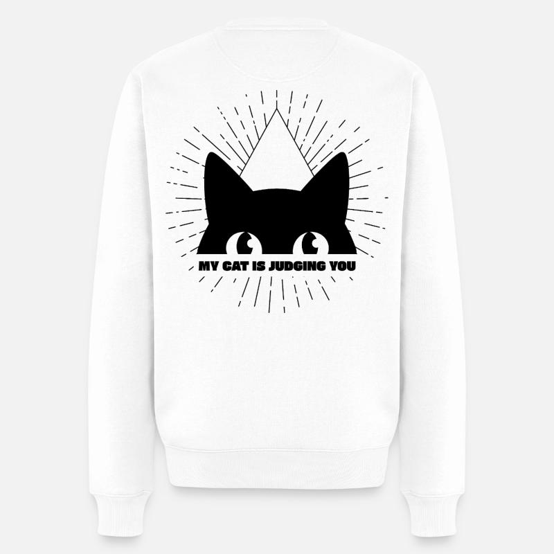 MON CHAT TE JUGE - Pull Premium bio Homme - blanc