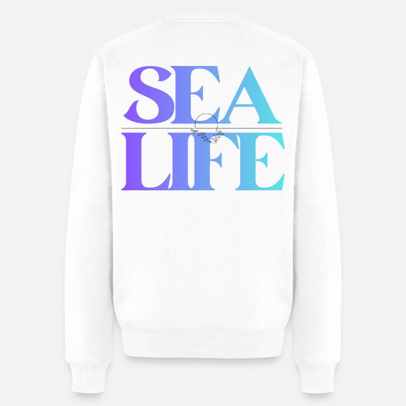 Meeresleben Gradient Schriftdesign - Männer Premium Bio Pullover - Weiß