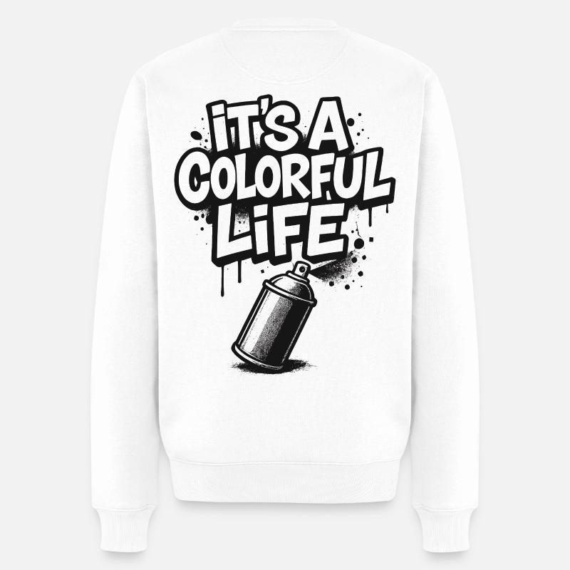 It's a Colorful Life Graffiti - Männer Premium Bio Pullover - Weiß