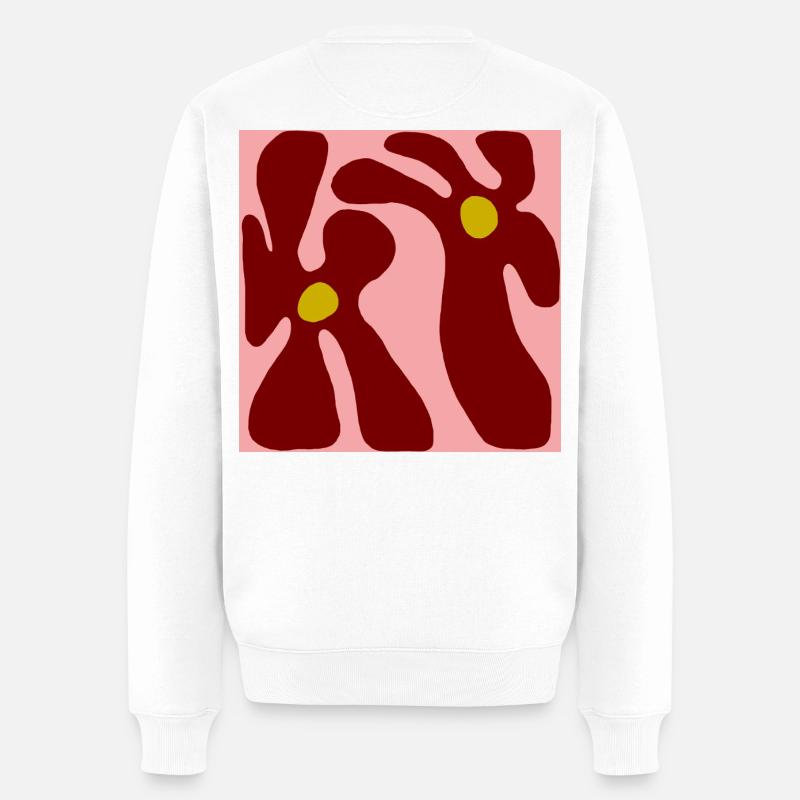 Rote Blumen Minimalistisches Design - Männer Premium Bio Pullover - Weiß