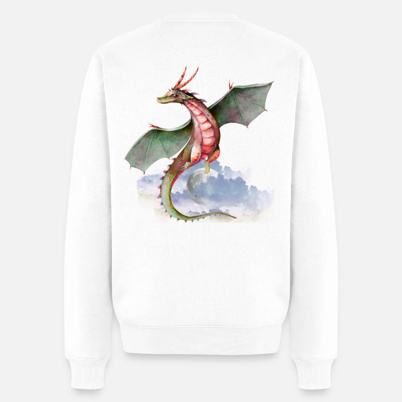 Vol aquarelle du Dragon Lunaire - Pull Premium bio Homme - blanc
