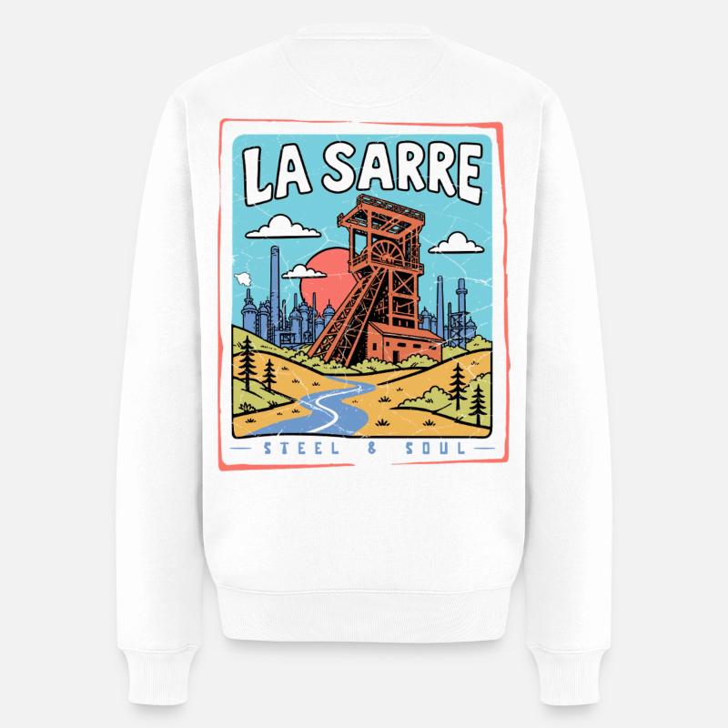 Saarland - La Sarre Stahl & Seele - Männer Premium Bio Pullover - Weiß