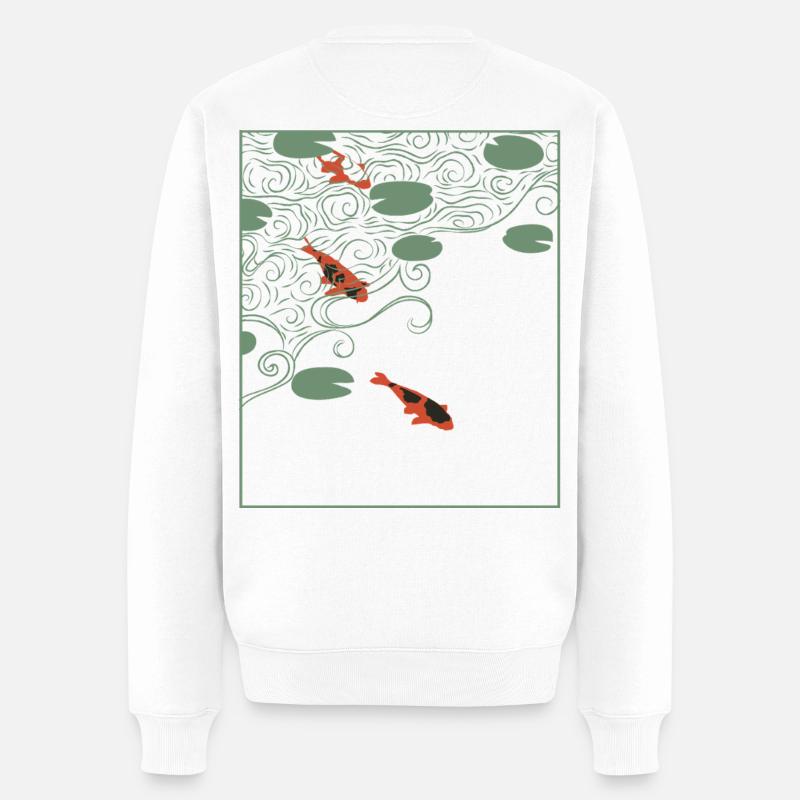 Wabi-sabi-Stil Koi-Karpfen - Männer Premium Bio Pullover - Weiß