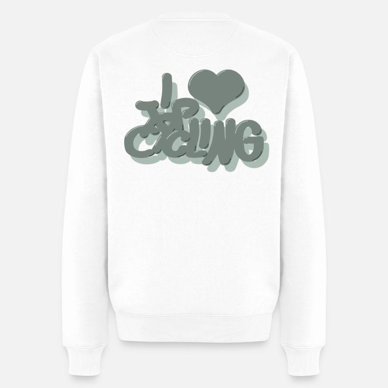 I_love_Cycling_pastel_gruen - Männer Premium Bio Pullover - Weiß