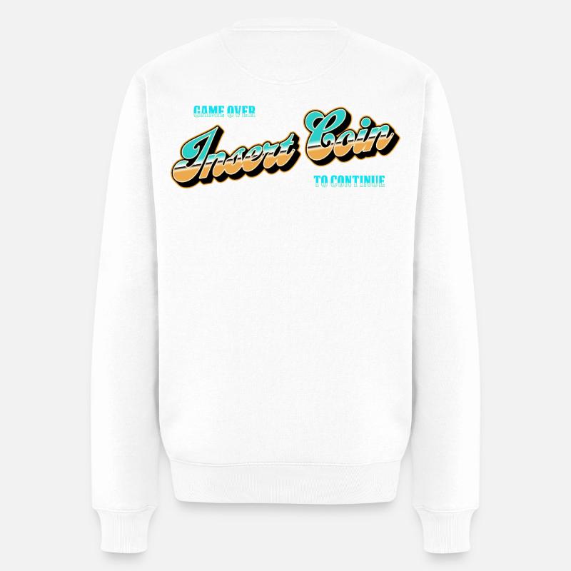 Insert Coin Arcade Nostalgie - Männer Premium Bio Pullover - Weiß