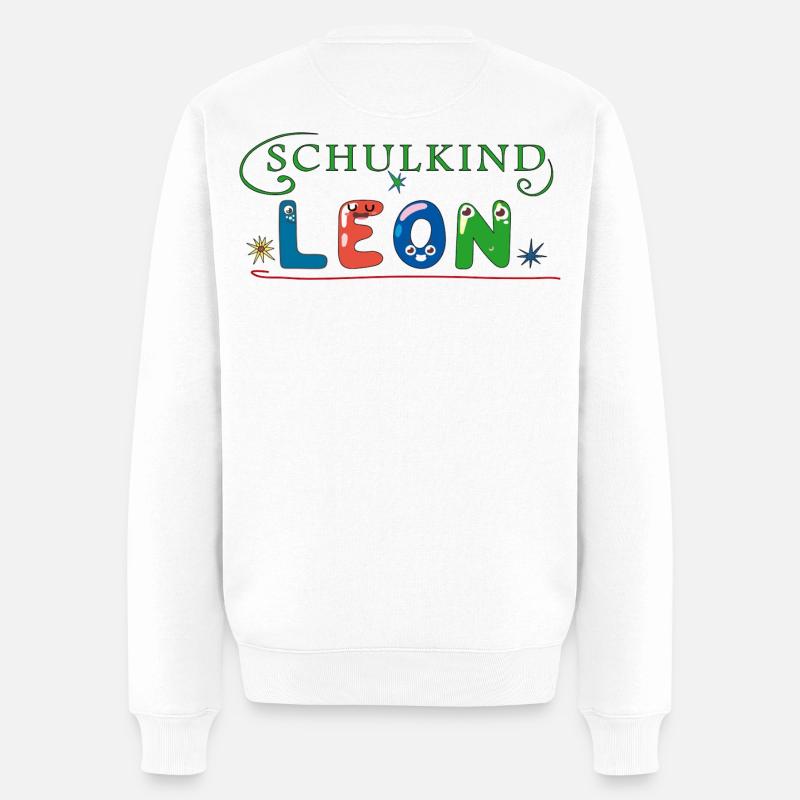Schulkind Leon - Männer Premium Bio Pullover - Weiß