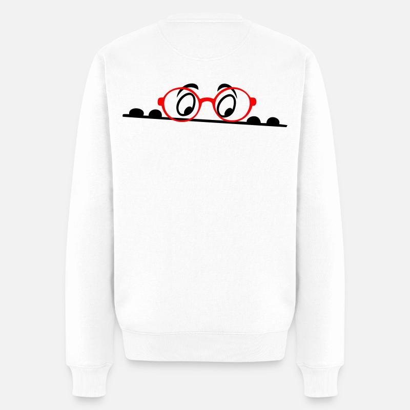 Brille, Augen, comic - Männer Premium Bio Pullover - Weiß