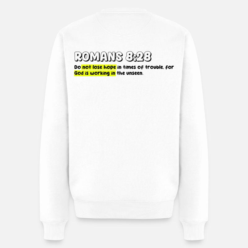 Zitat aus dem christlichen Glauben - Männer Premium Bio Pullover - Weiß