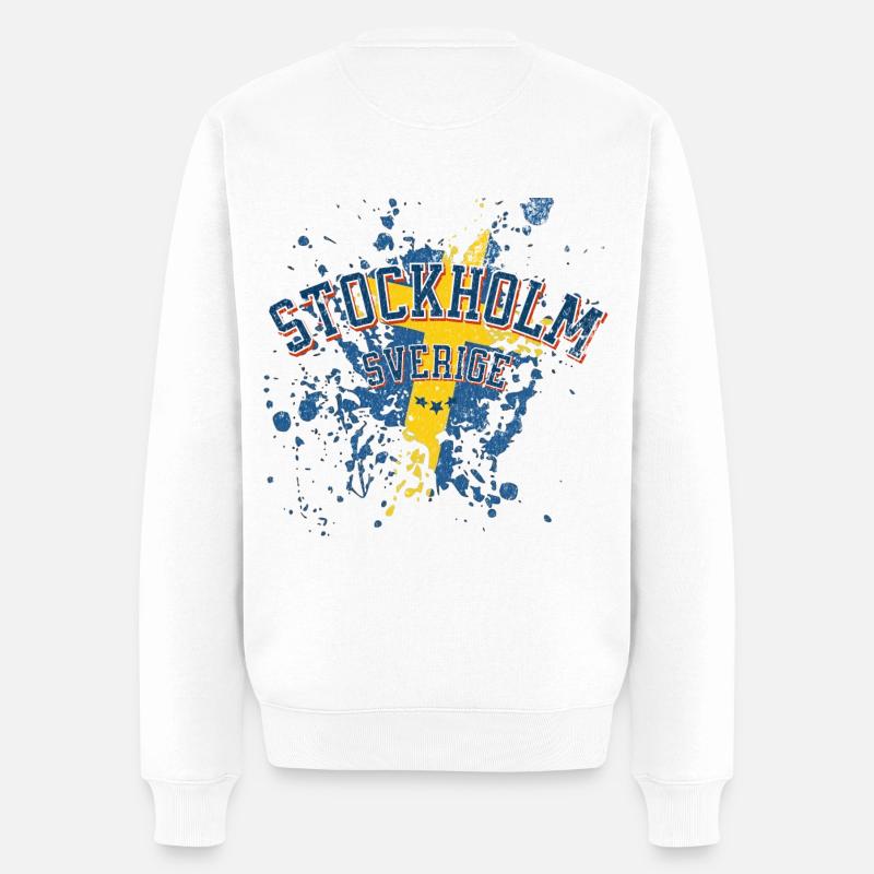 Stockholmer Klassiker Sverige - Männer Premium Bio Pullover - Weiß
