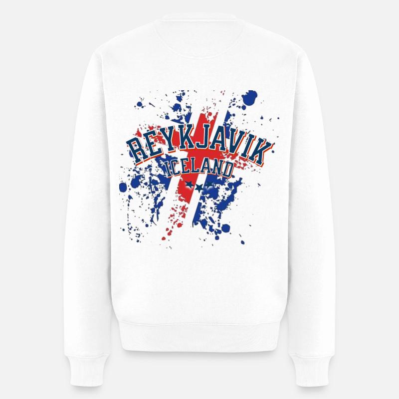 Reykjavik, Island - Männer Premium Bio Pullover - Weiß