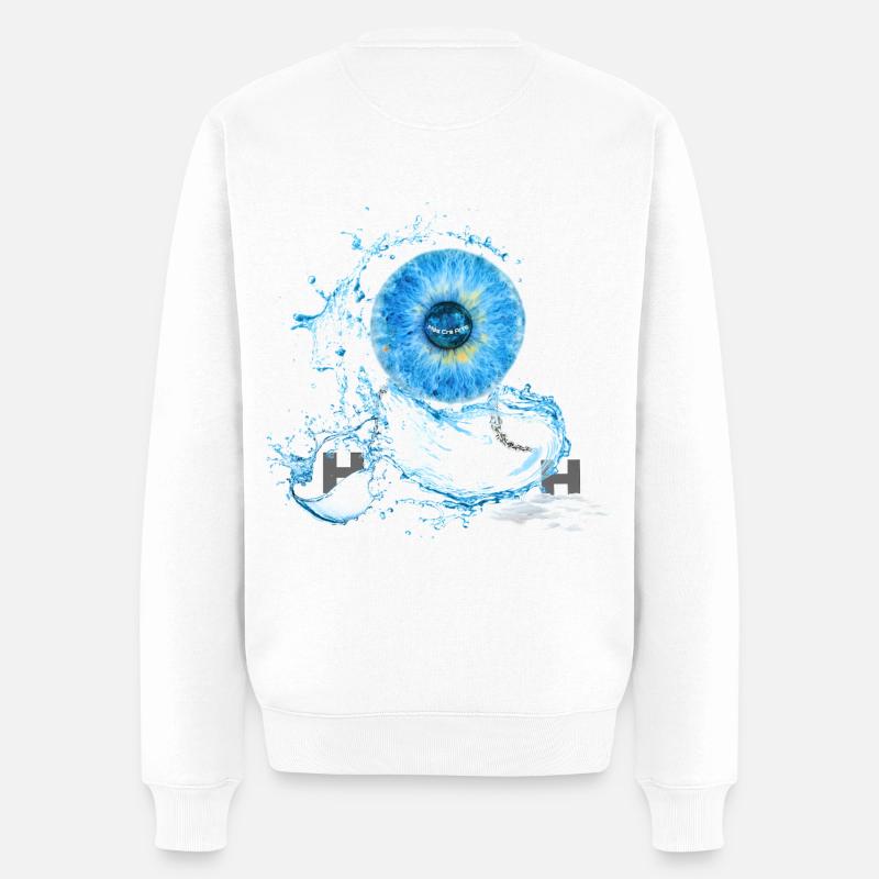 AQUA - Männer Premium Bio Pullover - Weiß