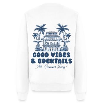 Beach Bar - Summer Vibes & Cocktails - Männer Premium Bio Pullover - Weiß - Hinten - Nico (187cm)