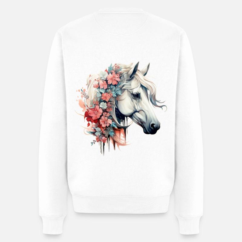 Motif cheval - Pull Premium bio Homme - blanc