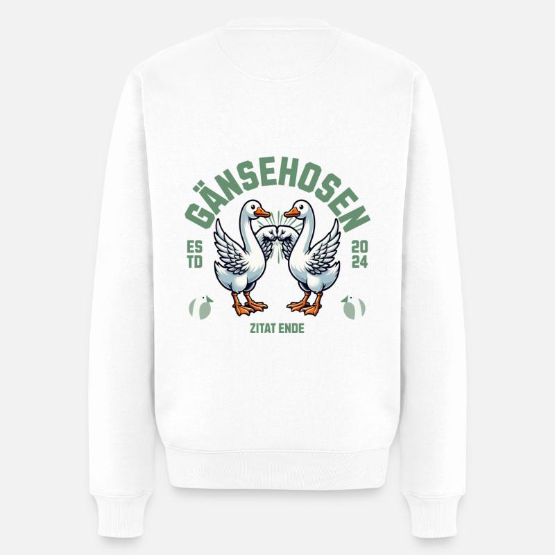 Gänsehosen - Männer Premium Bio Pullover - Weiß