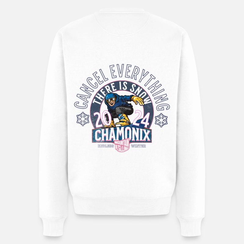 Cancel everything there is snow in Chamonix - Pull Premium bio Homme - blanc