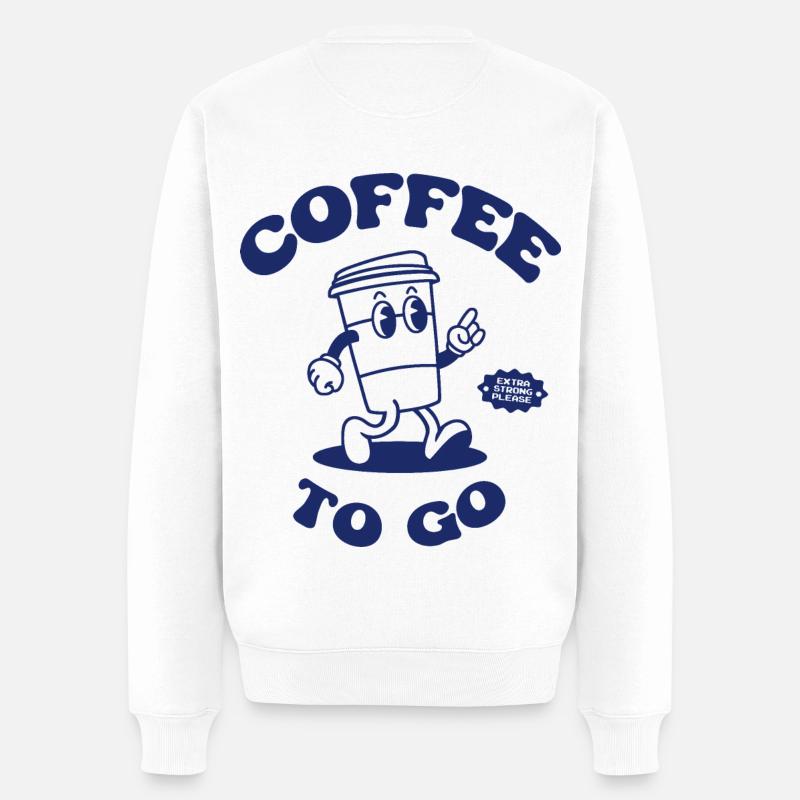 Coffee To Go Illustration Retro Rücken Logo 2023 - Männer Premium Bio Pullover - Weiß