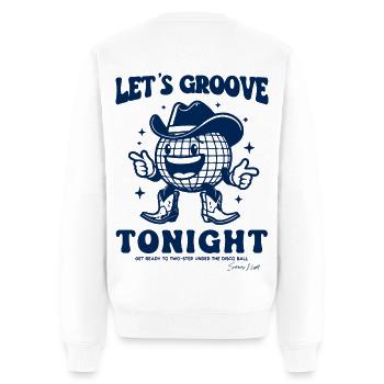 disco shirt | cowboy retro print happy face trend - Männer Premium Bio Pullover - Weiß - Hinten - Nico (187cm)