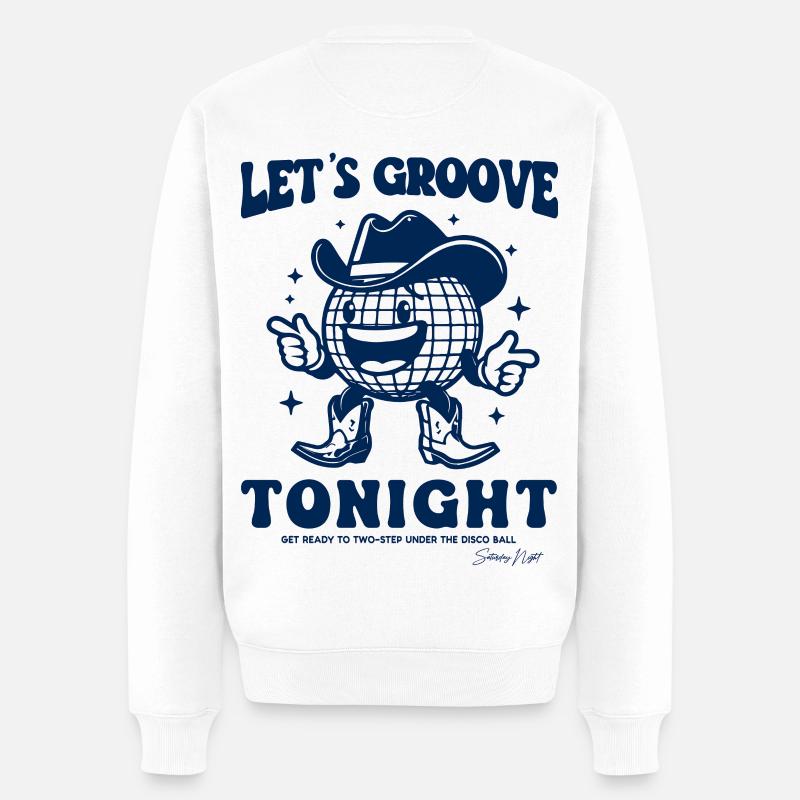 disco shirt | cowboy retro print happy face trend - Männer Premium Bio Pullover - Weiß