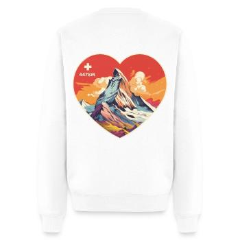 Matterhorn Herz I liebe Zermatt Wallis Wandern - Männer Premium Bio Pullover - Weiß - Hinten - Nico (187cm)