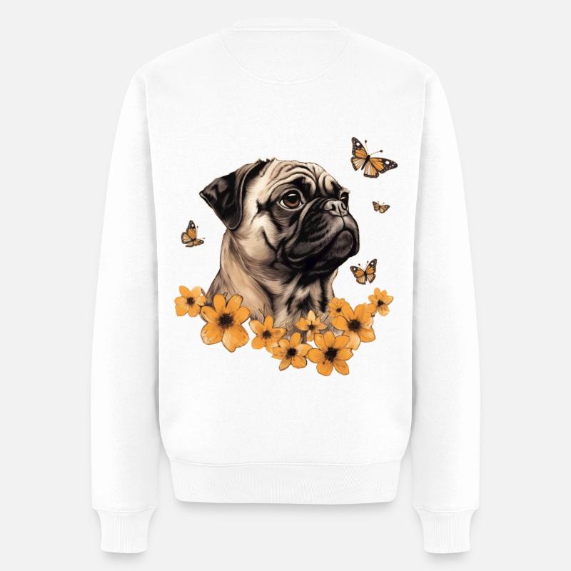 Mops - Männer Premium Bio Pullover - Weiß