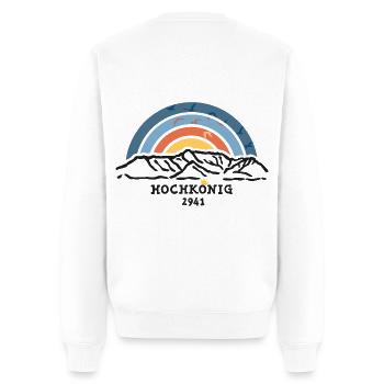 Hochkönig Berg Höhe Klettersteig Wandern Finisher - Männer Premium Bio Pullover - Weiß - Hinten - Nico (187cm)