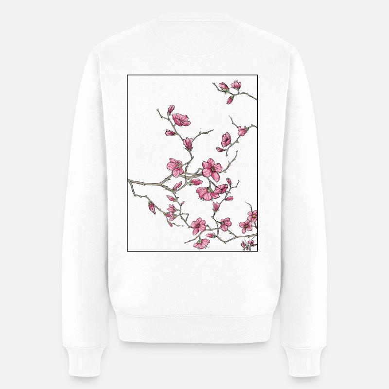 Fleurs de cerisier Florales Design - Pull Premium bio Homme - blanc