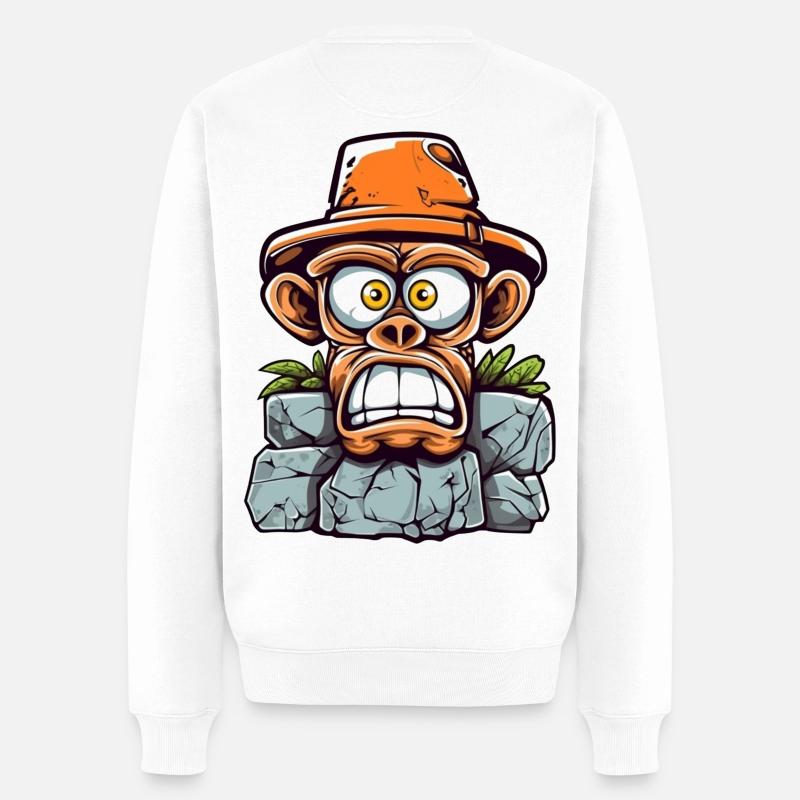 Breloque singe aventureux - Pull Premium bio Homme - blanc