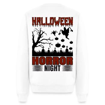 Halloween Horror Nacht Design - Männer Premium Bio Pullover - Weiß - Hinten - Nico (187cm)