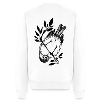 Petit oiseau coquin - Pull Premium bio Homme - blanc - Dos - Nico (187cm)