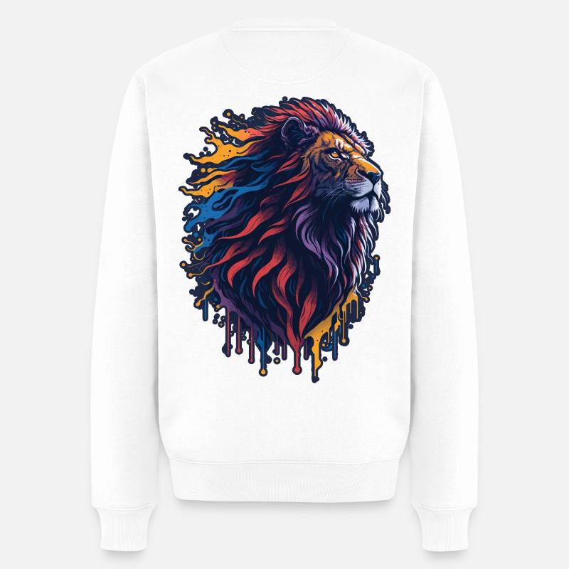 Löwe - Männer Premium Bio Pullover - Weiß