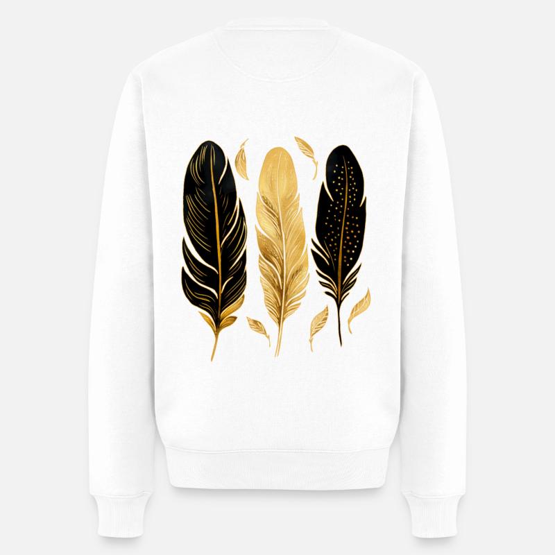 Goldene Federn - Männer Premium Bio Pullover - Weiß
