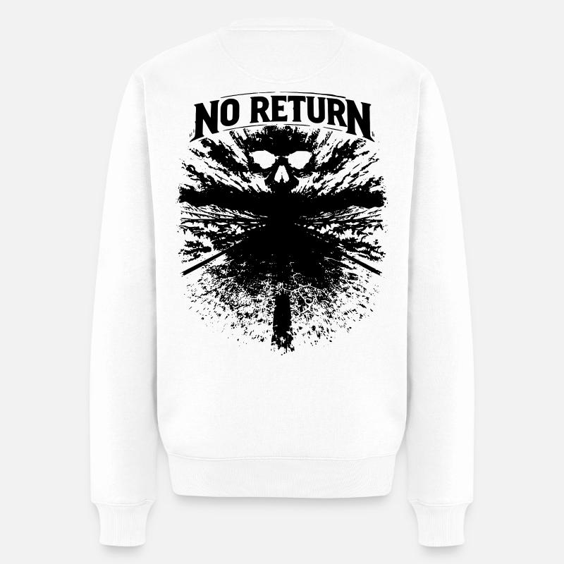 Skull Road Biker Shirt – No Return Motorcycle Vint - Männer Premium Bio Pullover - Weiß