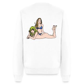Sexy Girls Erotik nackte Frau Bikini Fantasy - Männer Premium Bio Pullover - Weiß - Hinten - Nico (187cm)