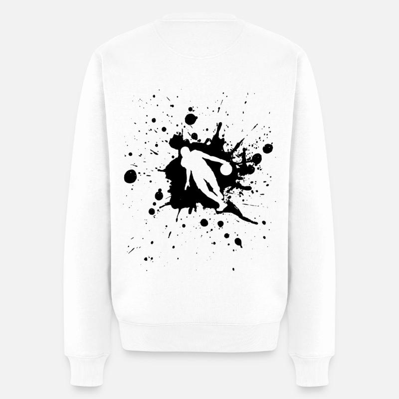 Basketball Dribble Man Schwarz - Männer Premium Bio Pullover - Weiß