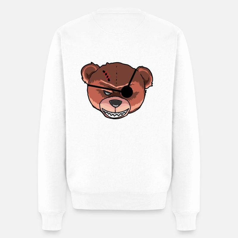 Horreur Teddy Monstre effrayant Zombie Ours Pirate - Pull Premium bio Homme - blanc