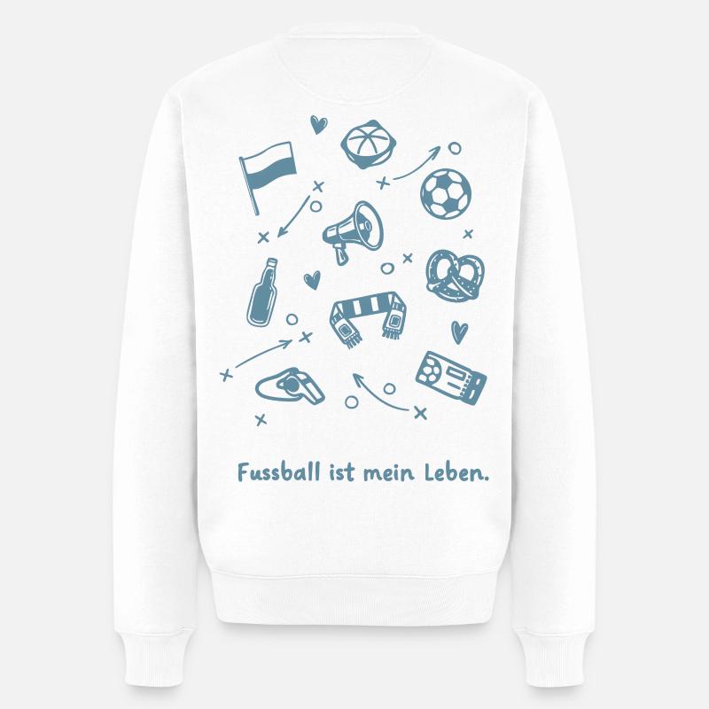Fussball ist mein Leben - Männer Premium Bio Pullover - Weiß