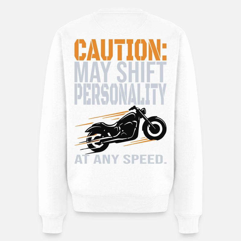 Caution – Personality Shift Biker Design - Men's Premium Organic Jumper - white