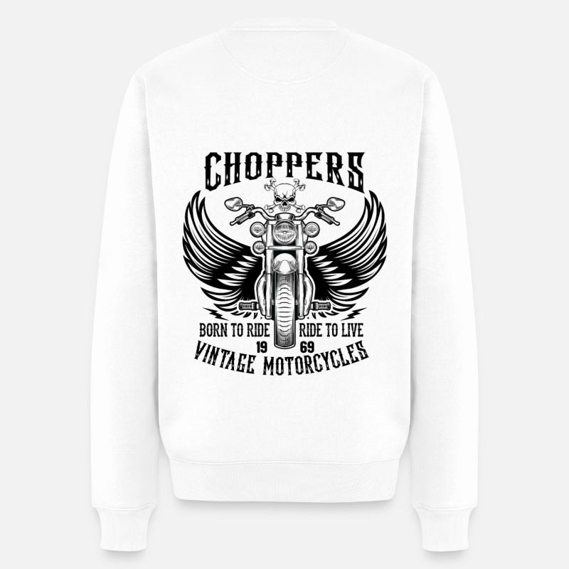 Chopper Vintage Motorcycles - Männer Premium Bio Pullover - Weiß