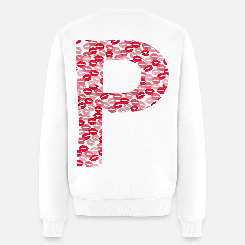Buchstabe P - Kuss-T-Shirt - Männer Premium Bio Pullover - Weiß
