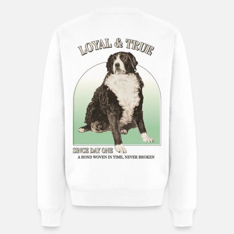Loyal & True – Vintage Hundemotiv - Männer Premium Bio Pullover - Weiß