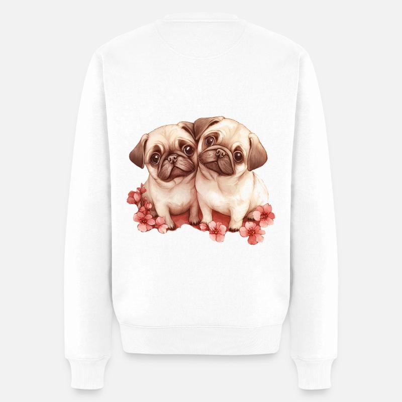 Mops - Männer Premium Bio Pullover - Weiß