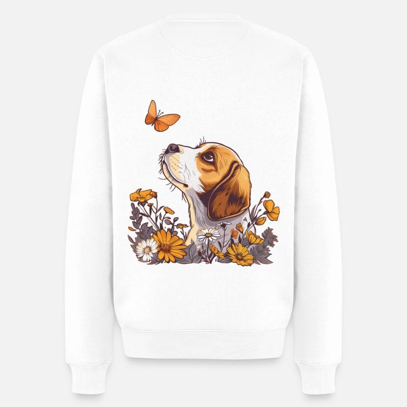 Beagle avec papillon - Pull Premium bio Homme - blanc