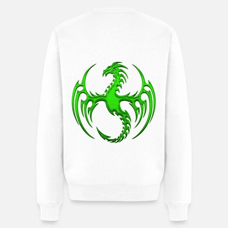 Drachen Fantasy Drachen Geist Reptilien Bestien - Männer Premium Bio Pullover - Weiß
