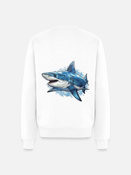 requin blanc poisson mer - Pull Premium bio Homme - blanc