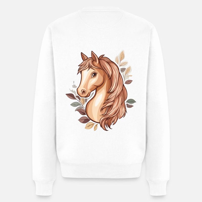 Cheval Feuilles d’automne - Pull Premium bio Homme - blanc