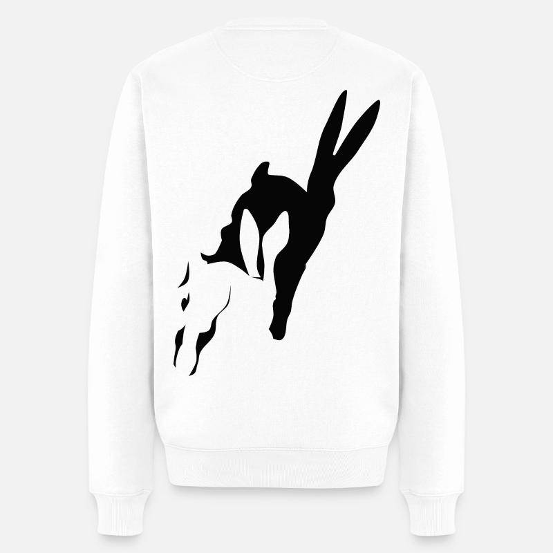 Hasi rennt Schatten Hase Osterhase Kaninchen hopp - Männer Premium Bio Pullover - Weiß