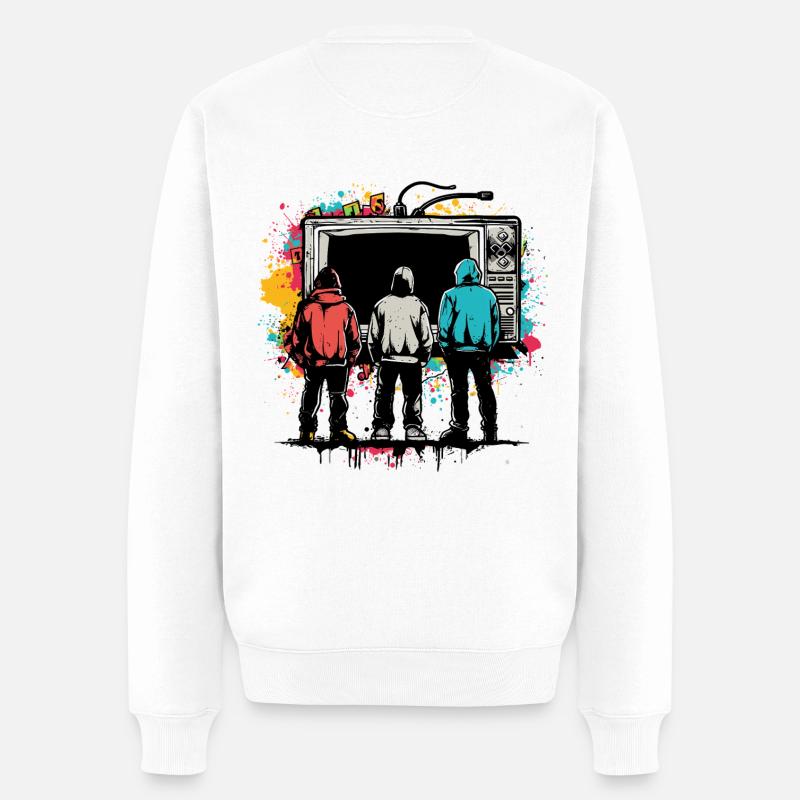 retro tv der 80er und 90er vintage motiv - Männer Premium Bio Pullover - Weiß
