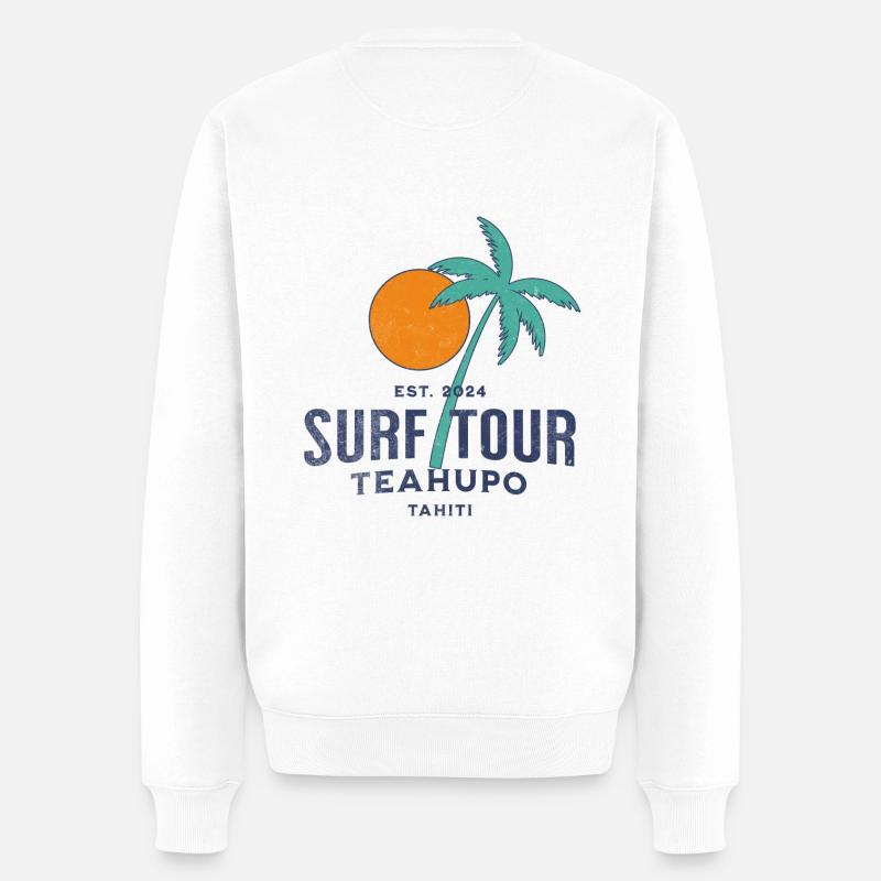 Surf tour Teahupoo Tahiti - Pull Premium bio Homme - blanc