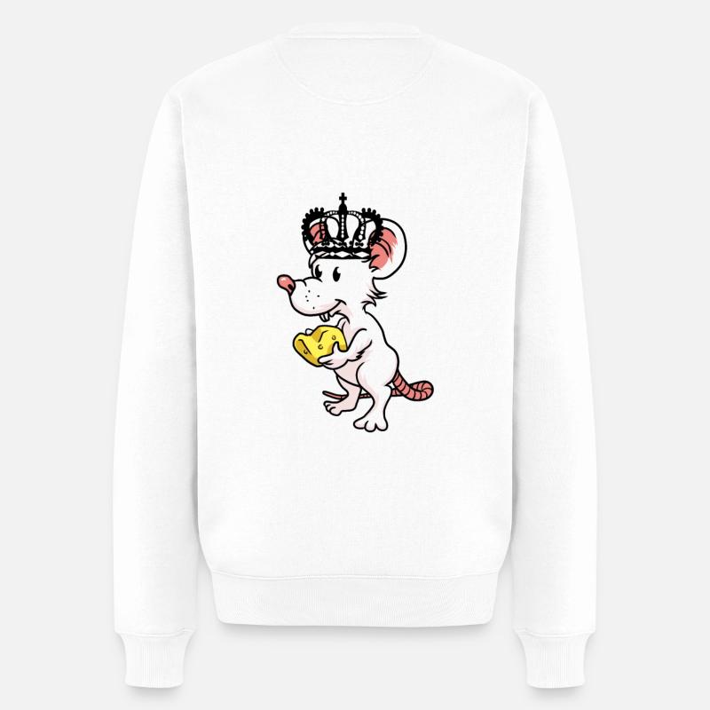 Fantasy Maus König Nagetiere Ratte Krone Kinder - Männer Premium Bio Pullover - Weiß