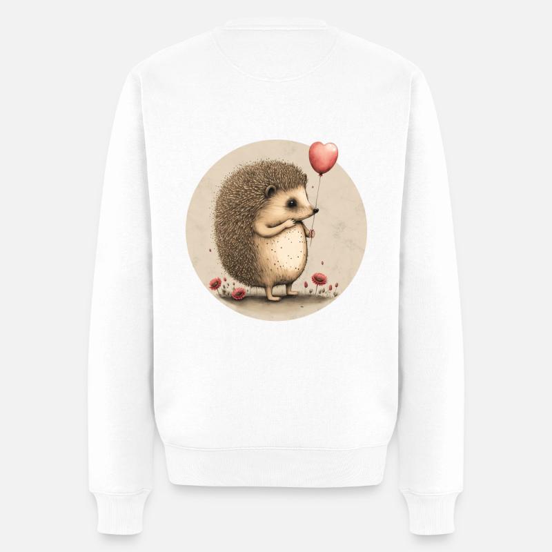 Igel mit Herz-Ballon - Männer Premium Bio Pullover - Weiß